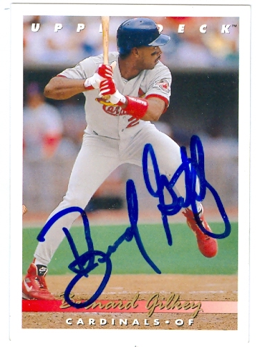 Bernard Gilkey Autographed Baseball Card St Louis Cardinals 1993