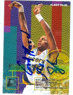 Mark Jackson Autographed Basketball Card (Indiana Pacers) 1995 Fleer #74