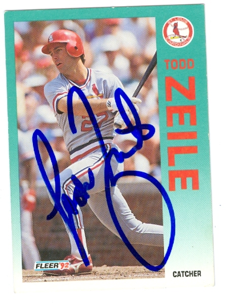 Todd Zeile Autographed Baseball Card St Louis Cardinals 1992 Fleer 596