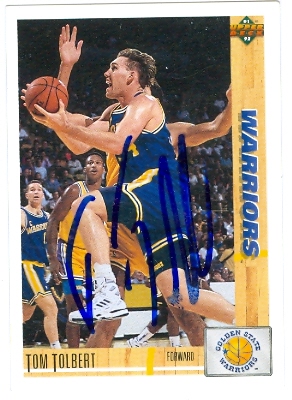 tolbert tom warriors autographed 1991 upper basketball deck golden state card